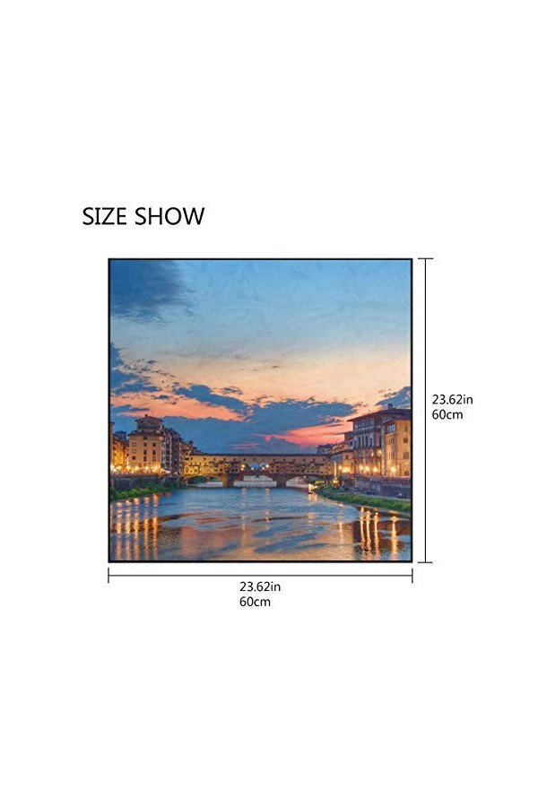 LUNLUMO Foulard en soie pour femme Motif coucher de soleil sur Florence Italie Carré 60 x 60 cm