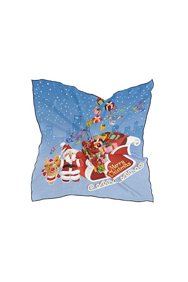 LUNLUMO Foulard léger en soie pour femme Motif Père Noël