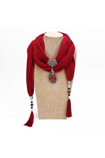 KieTeiiK Foulard, 200 x 40 cm pour femmes, style ethnique, style ethnique, perles deau, Rouge, 200cmx40cm