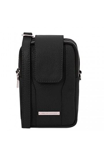Tuscany Leather TLBag Sac bandoulière pour Portable en Cuir Souple Noir