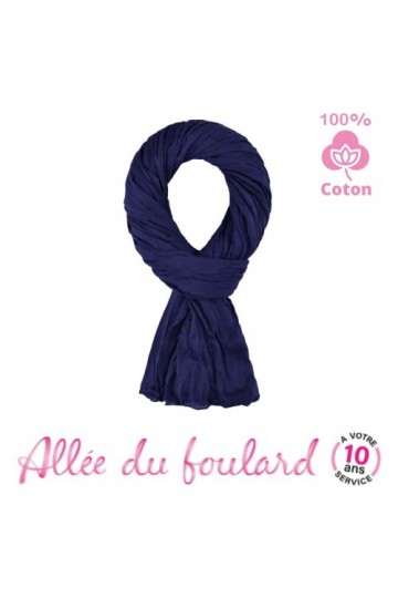 Allée du foulard - Cheche, Écharpe, Chale Premium - Bleu Marine - 100% Coton - Taille 200 X 110 CM - Chèche Femme Homme - Plu