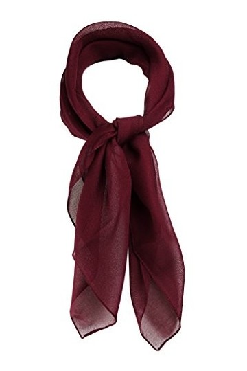 TigerTie Foulard en mousseline fine pour femme - Couleur unie - Dimensions : 58 x 58 cm, bordeaux, Taille Unique