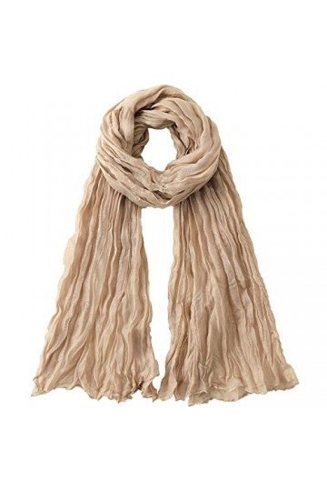 Longwu Foulards en Lin de Coton pour Femmes Lady Light Soft Fashion Solid Écharpe Wrap Châle Musulman Gaze Foulard Plage Prot