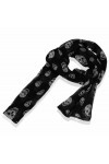 Foulard Cheche Etole - Motif Tete de Mort - Coloris Noir - Tendance Fashion Mixte - 160 cm x 50 cm