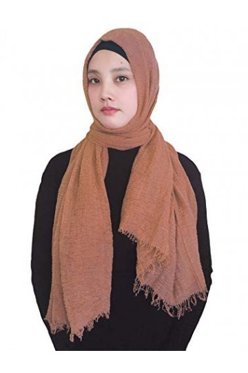 Lina & Lily Musulmane Foulard Hijab Franges Maxi Stretch Orange Brûlé 