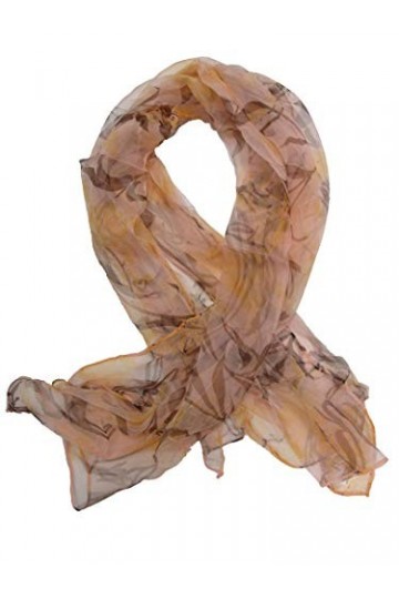itendance Foulard en Mousseline de Soie Echarpe Femme Rose Beige