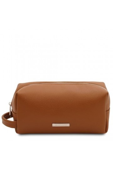 Tuscany Leather TLBag Trousse de Toilette en Cuir Souple Cognac