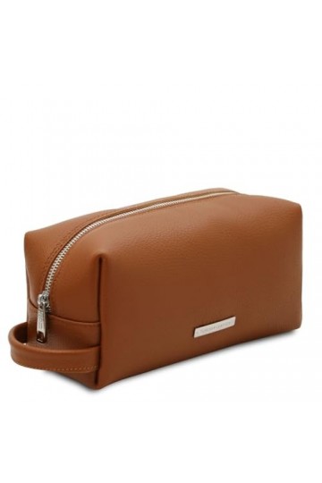 Tuscany Leather TLBag Trousse de Toilette en Cuir Souple Cognac