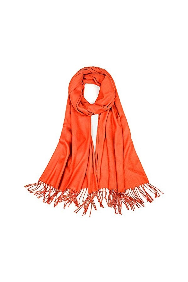 YFZYT Foulard pour femme Automne Hiver Grande écharpe en cachemire doux avec pompons / franges, écharpe légère et chaude à ca