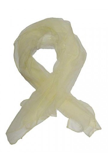 itendance Foulard en Mousseline de Soie Echarpe Femme Ecru Uni