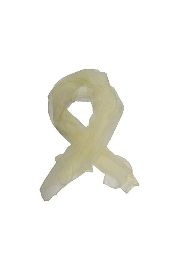 itendance Foulard en Mousseline de Soie Echarpe Femme Ecru Uni