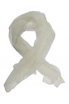 itendance Foulard en Mousseline de Soie Echarpe Femme Ecru Uni