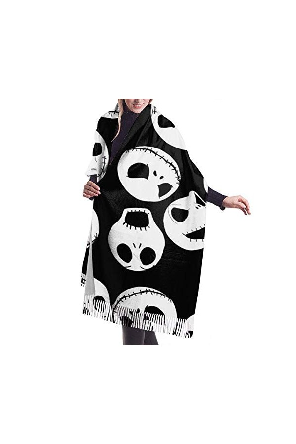 Irener Echarpe Couverture Châle, Jack Skellington Women Soft Cashmere Scarf Large Pashminas Shawl Blanket 77"" x 27