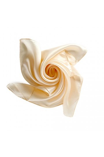 HIDOUYAL Foulard Carré Beige Elégant 52 X 52cm en Soie Uni,Taille unique,Beige
