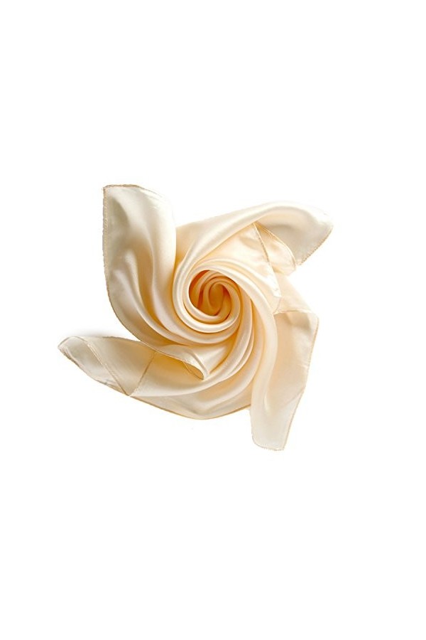 HIDOUYAL Foulard Carré Beige Elégant 52 X 52cm en Soie Uni,Taille unique,Beige