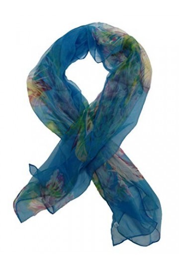 itendance Foulard en Mousseline de Soie Echarpe Femme Bleu Rouge Vert