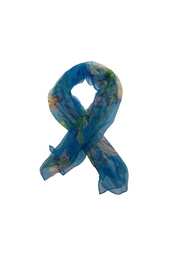 itendance Foulard en Mousseline de Soie Echarpe Femme Bleu Rouge Vert