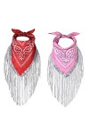 Dianzan Bandanas De Cowgirl Tassel Trim Bib Babief Femmes Squiting Bandanas Fringe Bandanas Glitter Corberchief