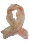 Foulard en Mousseline de Soie Echarpe Femme Orange Ecru