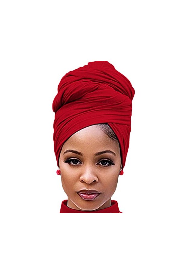 Turban en jersey pour femme - Noir - 178 cm x 81 cm