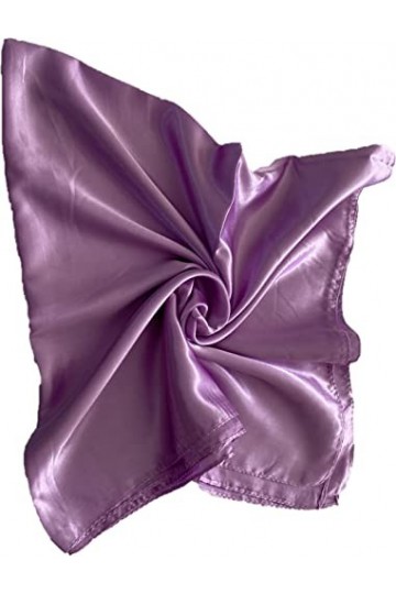 NovatoStar Foulard carré uni en satin soyeux brillant 90 cm x 90 cm + 20 couleurs, mauve, 90 cm