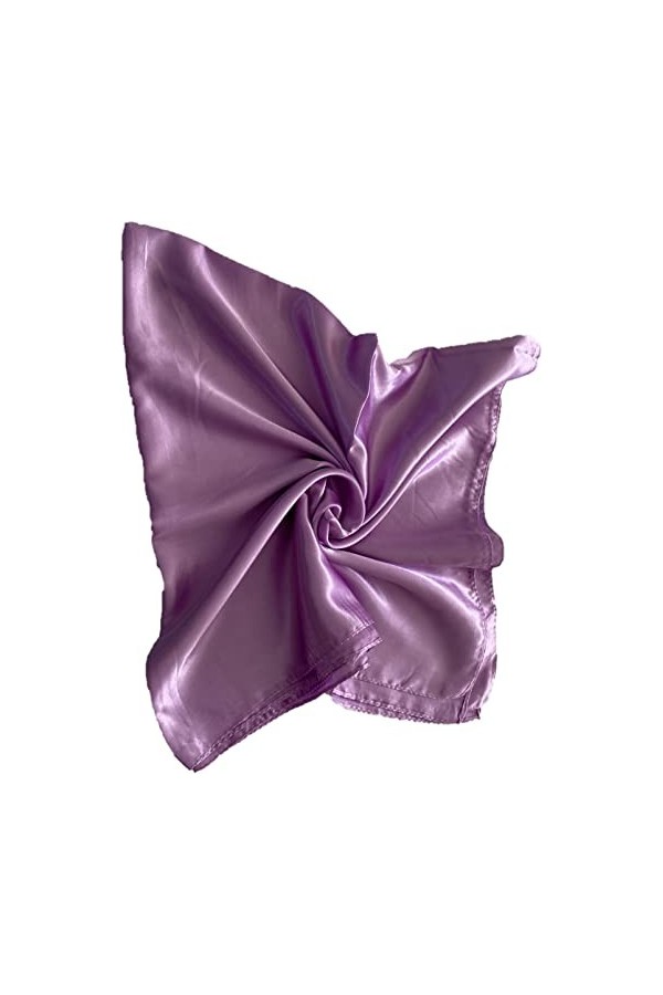 NovatoStar Foulard carré uni en satin soyeux brillant 90 cm x 90 cm + 20 couleurs, mauve, 90 cm