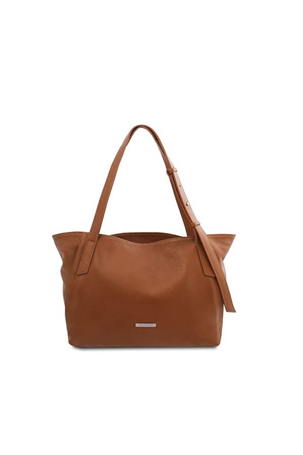 Tuscany Leather TLBag Sac Shopping en Cuir Souple Cognac
