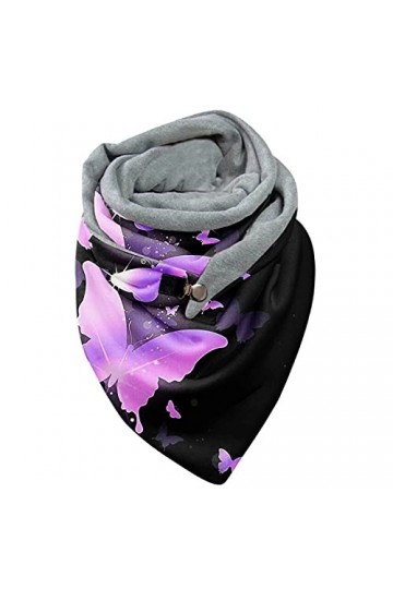 Echarpe Femme Hiver - Imprimé Papillon Écharpe Triangle Femme - Mode Élégant Foulards Personnalisée avec Bouton - Décontracté