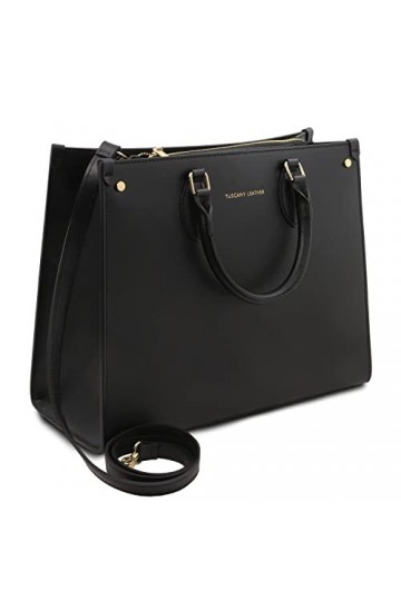 TUSCANY LEATHER Iside Sac business en cuir pour femme Noir