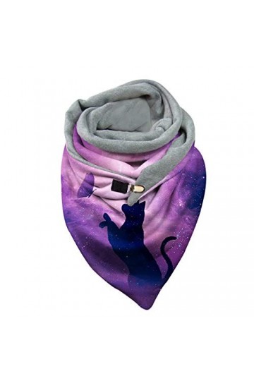 Panpany Femme Écharpe Triangle Mode Foulards Écharpes avec Bouton Rétro Imprimé Enveloppement Décontractées épaisse en Laine 