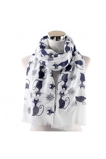Dianzan Femmes Écharpe Chat Imprimer Imprimer Animal Motif Foulards Léger Soft Châle Soft Wraps Mère Girlfriend Cadeaux