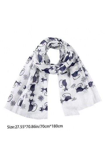 Dianzan Femmes Écharpe Chat Imprimer Imprimer Animal Motif Foulards Léger Soft Châle Soft Wraps Mère Girlfriend Cadeaux