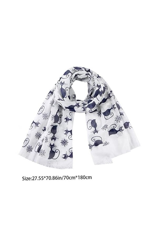 Dianzan Femmes Écharpe Chat Imprimer Imprimer Animal Motif Foulards Léger Soft Châle Soft Wraps Mère Girlfriend Cadeaux