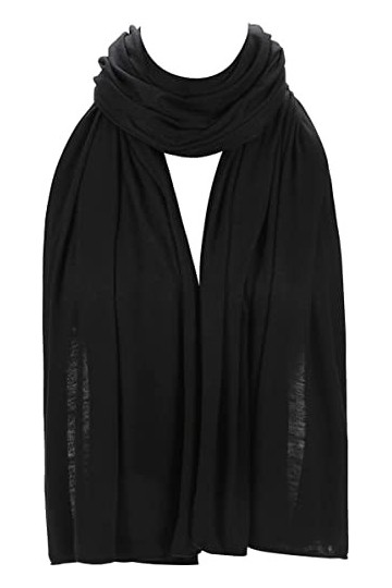 All in Here Grande écharpe en jersey extensible en lycra uni, Noir , taille unique
