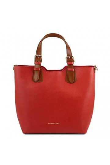 TUSCANY LEATHER TL Bag Sac cabas en cuir Saffiano - TL141696 ROUGE LIPSTICK 