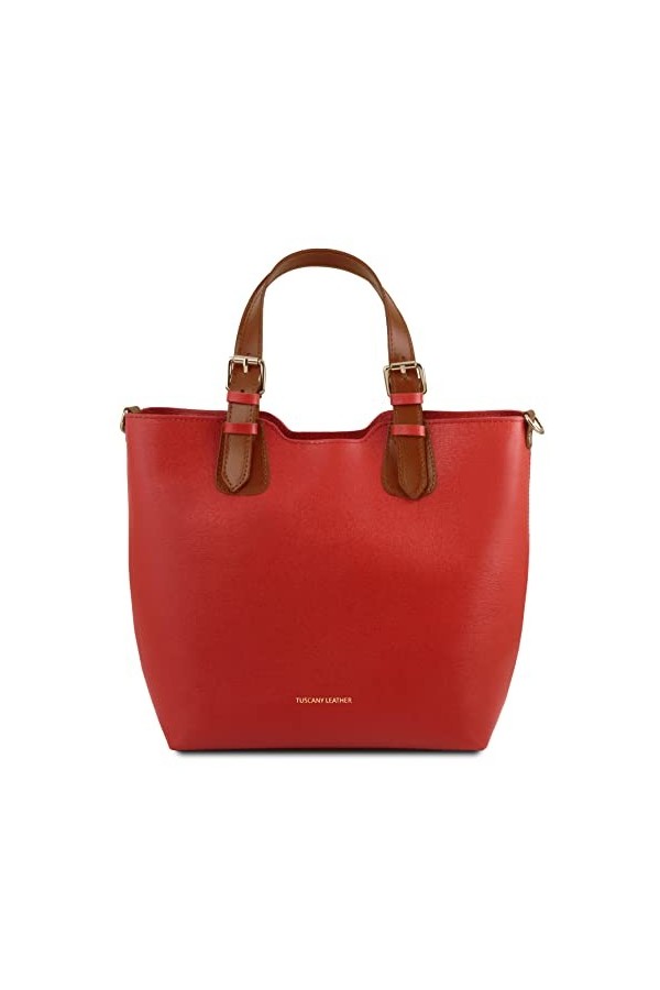 TUSCANY LEATHER TL Bag Sac cabas en cuir Saffiano - TL141696 ROUGE LIPSTICK 