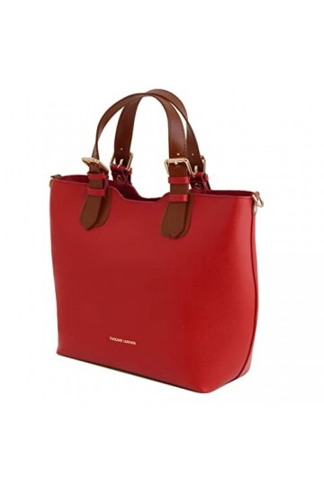 TUSCANY LEATHER TL Bag Sac cabas en cuir Saffiano - TL141696 ROUGE LIPSTICK 
