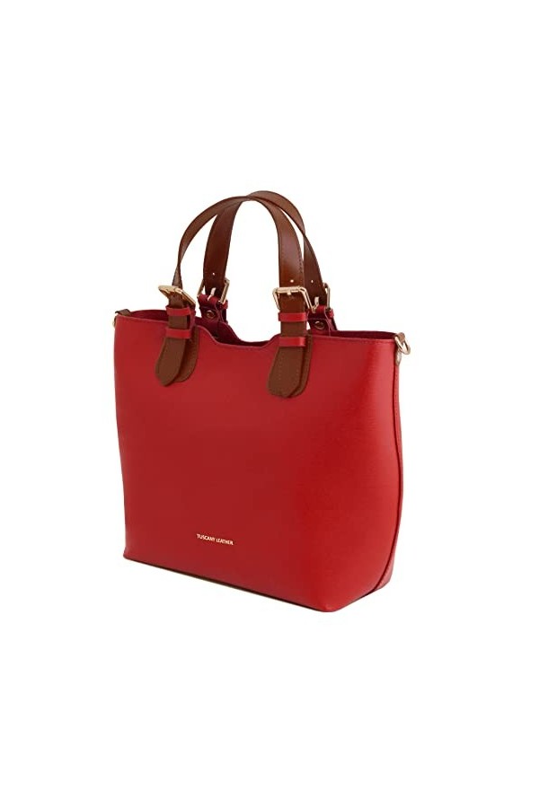TUSCANY LEATHER TL Bag Sac cabas en cuir Saffiano - TL141696 ROUGE LIPSTICK 