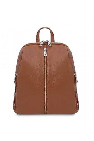 Tuscany Leather TLBag Sac à Dos pour Femme en Cuir Souple Cognac