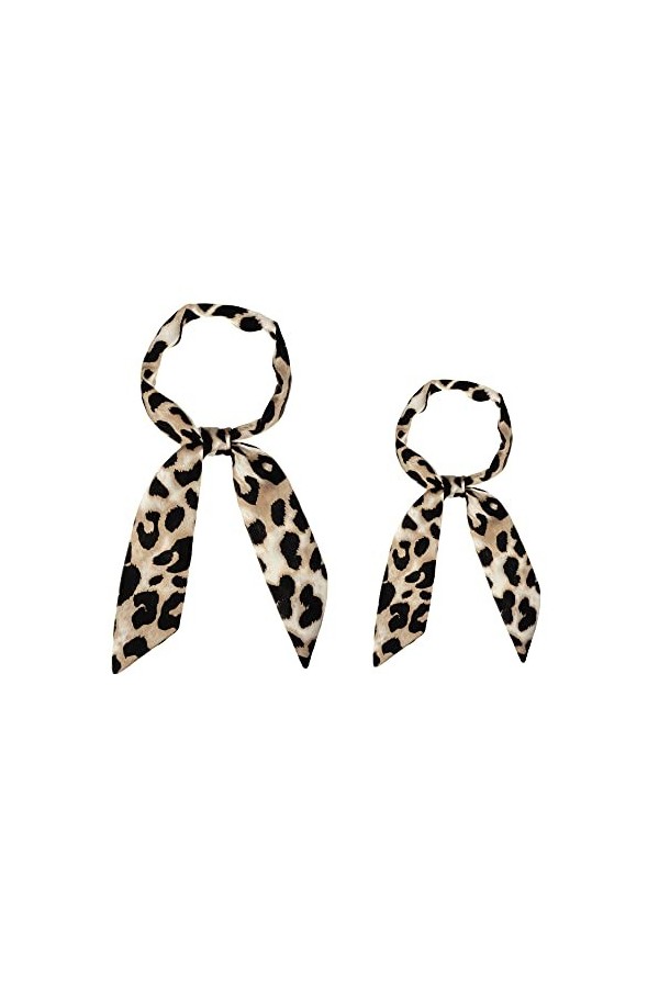 Allegra K 2 pièces maigre écharpe léopard imprimé long foulard cou écharpe pour femme Marron clair et marron clair 88 * 5cm/3