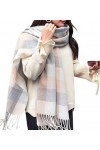 Tuopuda Hiver Echarpe Femme Plaid Longue écharpe Chaude Grande Châles Doux Foulards Glands Elégant Wrap Châles Etoles Écharpe