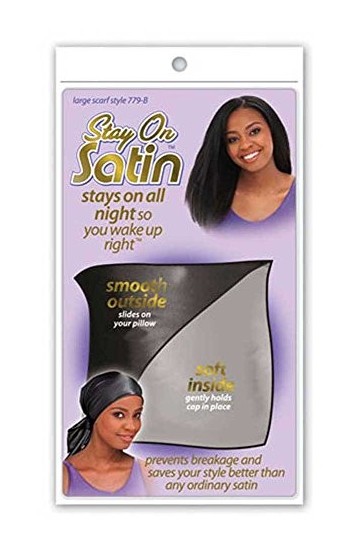 Stay on Satin Foulard Large Noir En Satin Pour Cheveux