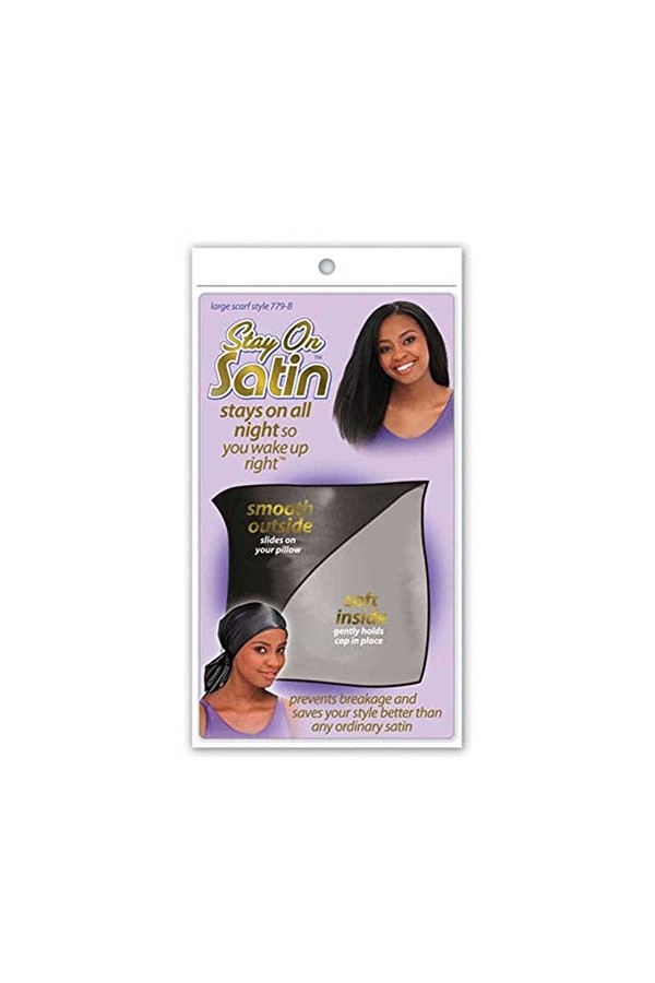Stay on Satin Foulard Large Noir En Satin Pour Cheveux