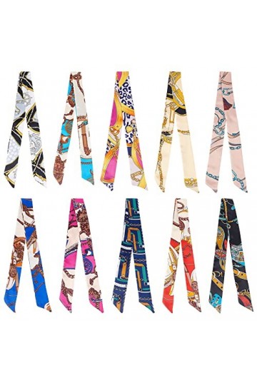 FINGERINSPIRE 10 Styles Écharpe Sacs Mode Sac à Main Poignée Ruban Écharpe 82x4cm Imprimé Wrap Ruban Écharpe Cheveux Ruban Éc