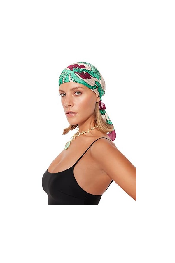 Trendyol Foulard Beachwear Accessoire, Vert/Multicolore, Taille Unique Femme