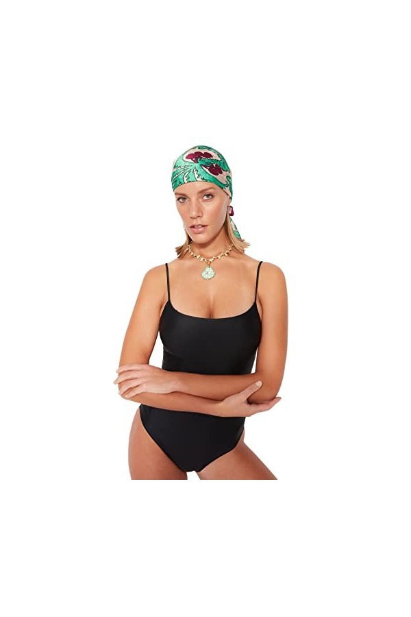 Trendyol Foulard Beachwear Accessoire, Vert/Multicolore, Taille Unique Femme