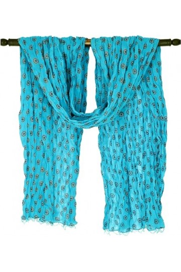 Guru-Shop Foulard indien en coton léger avec imprimé doré - Pour homme/femme - Rose - Taille unique - Bleu - One Size