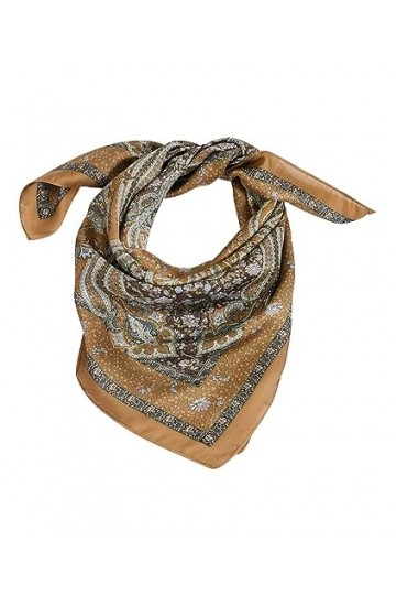 Grain de Malice - Foulard carré satin femme - Vert kaki