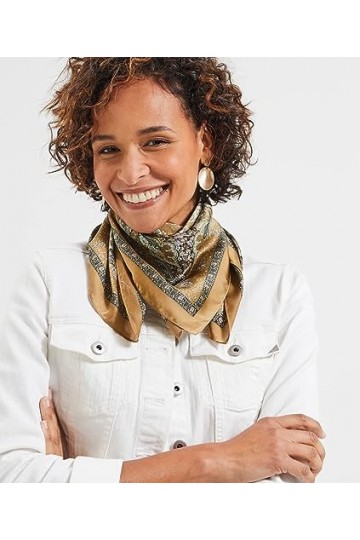 Grain de Malice - Foulard carré satin femme - Vert kaki