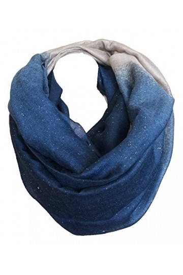 Fashion Loop Écharpe tubulaire design dégradé de couleur à paillettes, Violet/bleu, Taille Unique